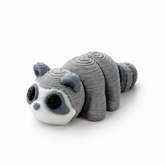 Raccoon flexi figure, 3D printed by Printies