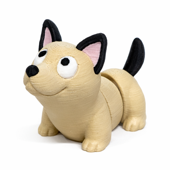 Dog flexi figure, 3D printed by Printies