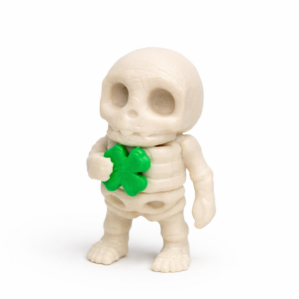 Lucky Clover Skeleton flexi figure, 3D printed by Printies