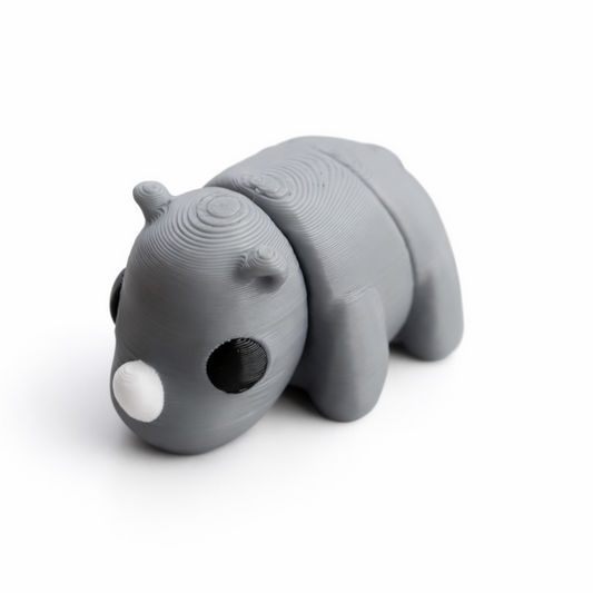 Rhino flexi figure, 3D printed by Printies