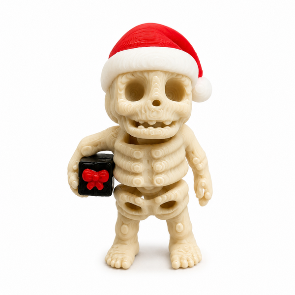 Santa Hat Skeleton flexi figure, 3D printed by Printies