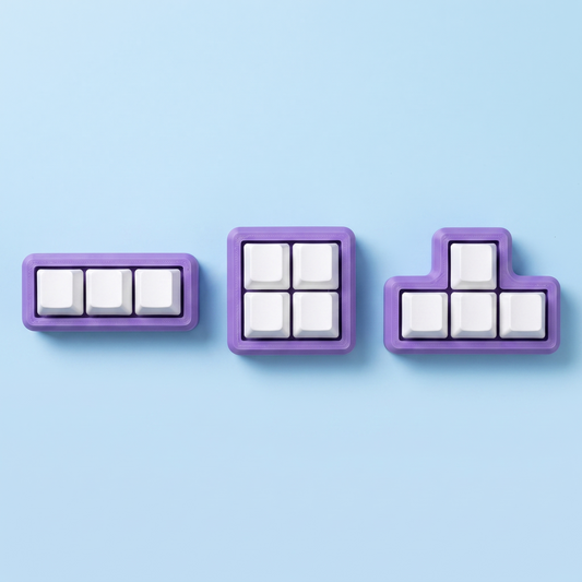 Keycap fidget clicker layouts - three in a row, 2x2 square and the direction-key cluster