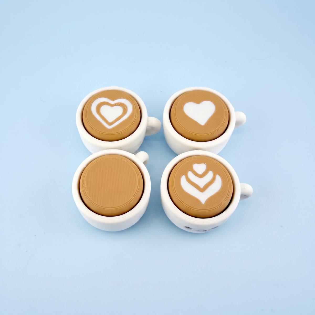 Four latte milk art patterns for the latte fidget clicker