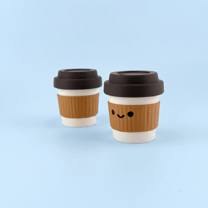 Brown and white takeaway coffee cup fidget clickers
