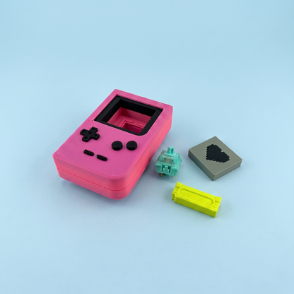 Pocket console parts - printed shell, screen tile and the mechanical switch inside